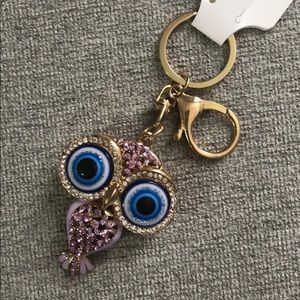 Evil Eye Owl Keychain Key Ring - Purple